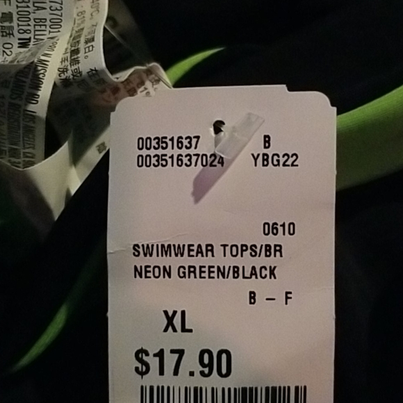 BNWT Reversible Swim Top Black/Neon Green XL - Picture 5 of 7